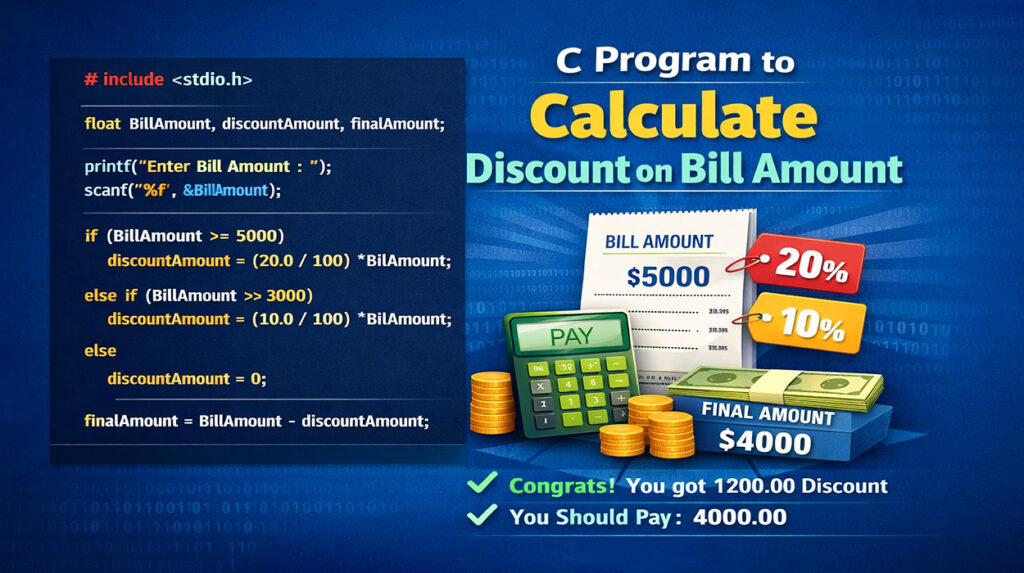 c program to calculate discount