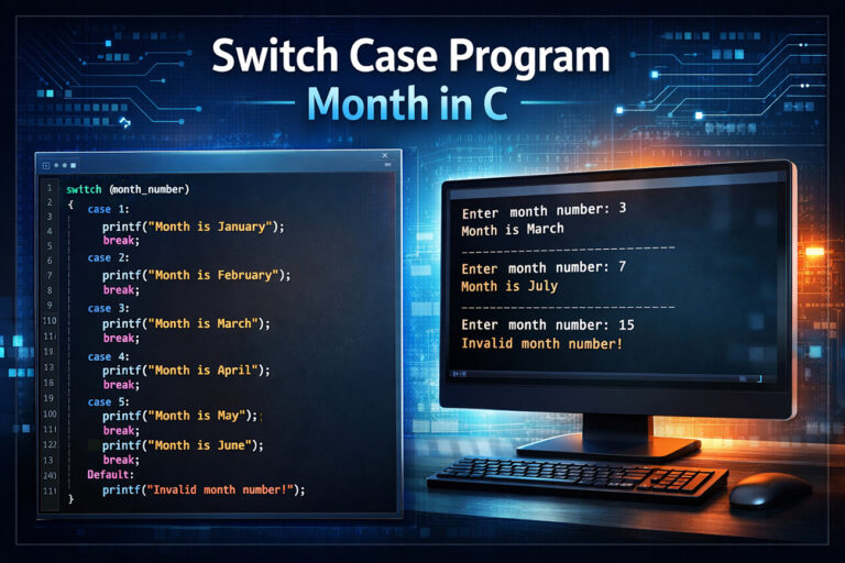 switch case program month in c